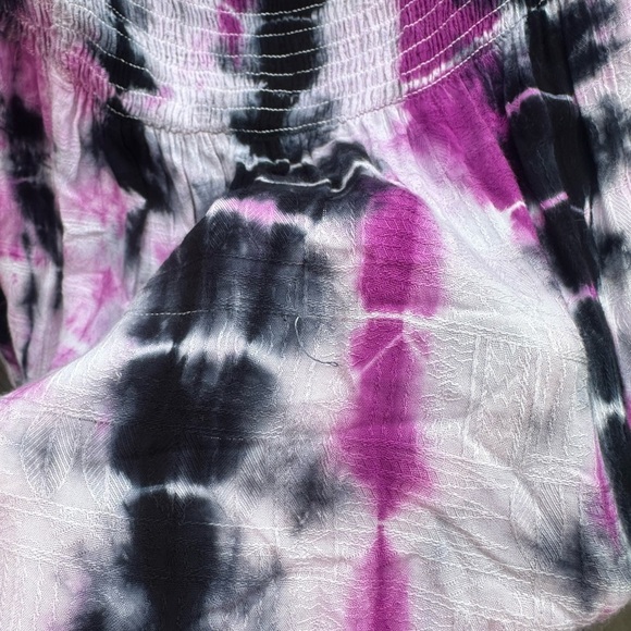 Torrid Tie Dye Babydoll Rayon Smocked Cold Shoulder Flowy Top - Picture 7 of 11